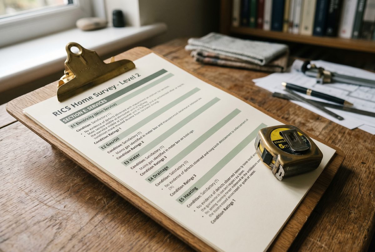 RICS surveyor making notes on a property condition survey